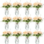 Zeyune 37 Pcs Silk Peonies with Vases Fake Flowers,Champagne,Perfume by Zeyune