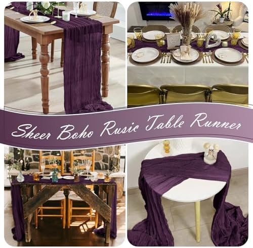 15 Pack Dark Purple Cheesecloth Table Runner 17 x 108 inch Cheese Cloth Table Runners 9ft Blue Table Runner Rustic Romantic Sheer Gauze Runner for Wedding Party Baby Shower Table Decoration - Image 7
