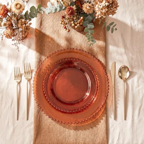 U-QE 60PCS Clear Brown Plastic Plates, Beaded Plates Disposable Heavy Duty - Image 2
