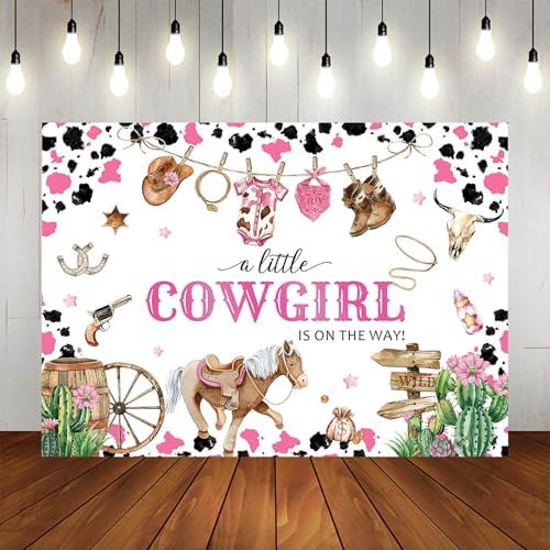 Cowgirl Baby Shower Backdrop 10x7ft Western Wild West Baby Shower Party Decorations Background A Little Cowgirl is On The Way Banner Photo Booth Props - Image 4