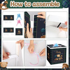 AmazingSpark 28in Giant Gender Reveal Gift Box with Lid Kit Oversized Gender Reveal Balloon Box Large Pull Bows for Baby Shower Birthday Party Decor(Tartan Plaid Bear) - Image 3