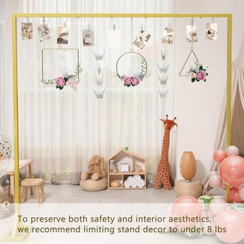 OGEMXU 8.2FT Backdrop Stand, Square Wedding Arch & Balloon Stand, Gold - Image 3