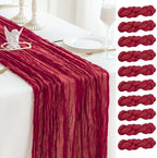 Sioloc Burgundy Red Cheesecloth Table Runner Fall Autumn Decor for Home 10ft Table Cloth for Wedding Birthday Party Bridal Shower Christmas Halloween Thanksgiving by HEALTHYCOMFORTLIFE