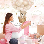 10x6.5FT Baby Shower Backdrop We Can Bearly Wait Brown Bear Hot Air Balloon Photography Background Newborn Baby Shower Party Decorations Banner Photo Booth Props - Image 5
