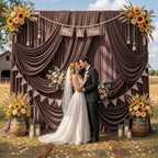 30ftx12ft Brown Backdrop Curtains for Parties, Wrinkle Free Polyester Brown Photo Backdrop Drapes 6 Panels 12 ft Long Back Drop Cloth for Wedding Birthday Photography Background Party - Image 3