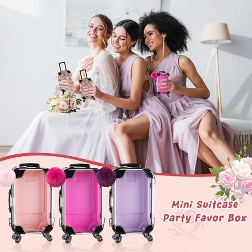 Gejoy 20 Pcs Mini Suitcase Party Favor Box with Plush Ball Keychains 7.48 x 3.15 x 1.97 Inches Empty Luggage Storage Box Clear Candy Packaging Containers for Baby Shower Travel Wedding (Multicolor) - Image 5