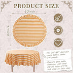 Tudomro Striped Tablecloth, Round, Mustard, Ivory, 60'' X 60'' - Image 2