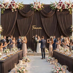50ft x 10ft Wrinkle Free Brown Wedding Backdrop Curtains for Party Bridal Shower Reception Decorations Brown Fabric Curtain Backdrops Drapes for Photography Baby Shower Birthday Background - Image 3