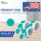 Perco Teal Perforated Round Circle Dot Sticker 2-Inch Labels — 3 Rolls, 1,500 Stickers - Product Labels, Planner Stickers & Modern Organization - Made in USA - Image 2