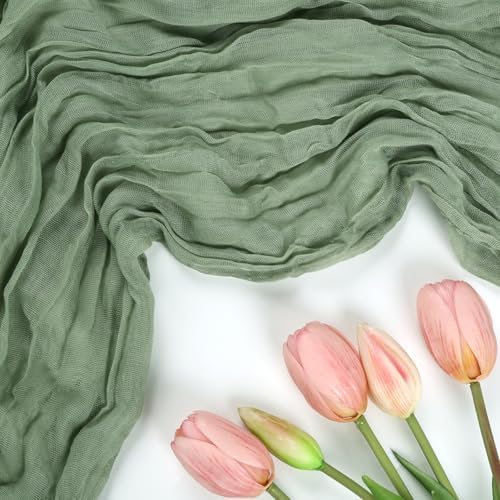 6 Pack Sage Green Cheesecloth Table Runner 10Ft 23 x 120 Inch - Image 4