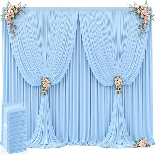 50ft x 12ft Baby Blue Backdrop Curtains Wrinkle Free Backdrop Curtain for Wedding Parties Blue Fabric Backdrops Drapes Back Drop Cloth Bridal Shower Stage Curtains Wedding Decorations for Reception by Tao-GePartyDecorations