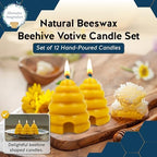 Alternative Imagination Beehive Votive Candles - 12 Pack of Hand Poured Pure Beeswax Candles with Cotton Wicks - Unscented, Non-Toxic, Eco-Conscious Bee Decor and Natural Gifts for Home or Events - Image 2
