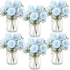 Zeyune 6 Sets Mason Jar Flowers Centerpiece Table Decorations,Blue by Zeyune