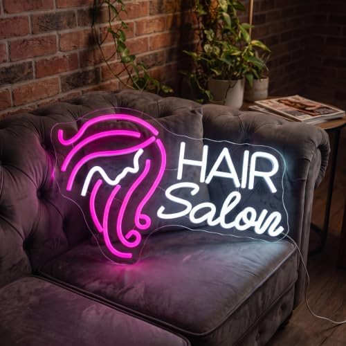 Hair Salon Neon Sign for Wall Decor, LED Neon Signs Lights, Pink Salon Hair Tech Decor Neon Signs for Barber Shop, Beauty Salon Studio Beauty Room Business Sign by GSHIXIN