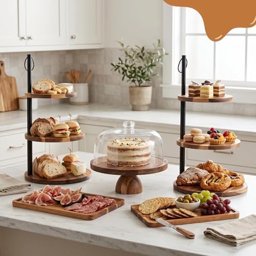 Arttown Acacia Wood Cake Stand Dessert Table Display Set of 5 - Image 5