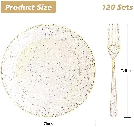 Goodluck 240Pcs 7" Round Gold Glitter Dessert Plates Set - Image 3