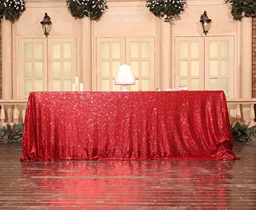 SquarePie Sequin Tablecloth 90x132 Inch Red for Christmas Wedding Party - Image 6