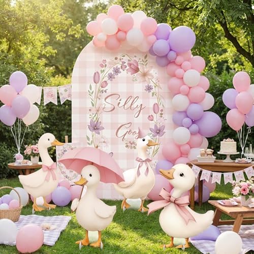 4 Pcs Large One Silly Goose Baby Shower Decoration for Girl Silly Goose Cardboard Cutouts Backdrop Party Decorations for Photo Booth Props Lawn Yard Signs Party Supplies - Image 2