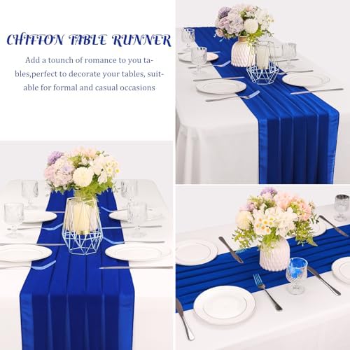 6 Pack 10Ft Royal Blue Chiffon Table Runner 29x120 Inches Sheer Fabric Table Runner Romantic Wedding Runner for Thanksgiving Christmas Bridal Shower Decorations（Royal Blue） - Image 3