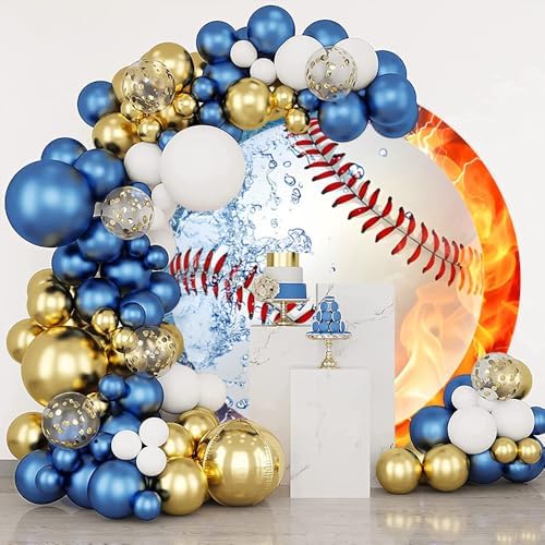 Baseball Round Backdrop Cover Baseball Circle Arch Backdrop Cover Sports Theme Birthday Team Celebration Party Decorations Photography Background for Boys Favor Photo Booth Props 6.5ft - Image 4