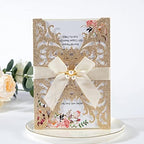 25Pcs Wedding Invitations Glitter Laser Cut Wedding Invitations With Envelopes And Rsvp Cards Blank Inner Sheet Personalized Gold For Engagement Quinceanera Bridal Baby Shower Birthday Party - Image 7