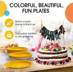 Party Solids Exquisite Yellow Paper Plates Disposable Heavy Duty 200 Pcs - 100-7 & 100-9 Yellow Disposable Plates for Party Heavy Duty 350 GSM for Birthday Supplies - Image 5
