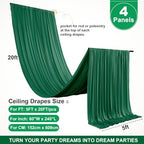 4 Panels 5ft(W) x 20ft(L) Forest Green Ceiling Drapes for Wedding Parties - Image 2