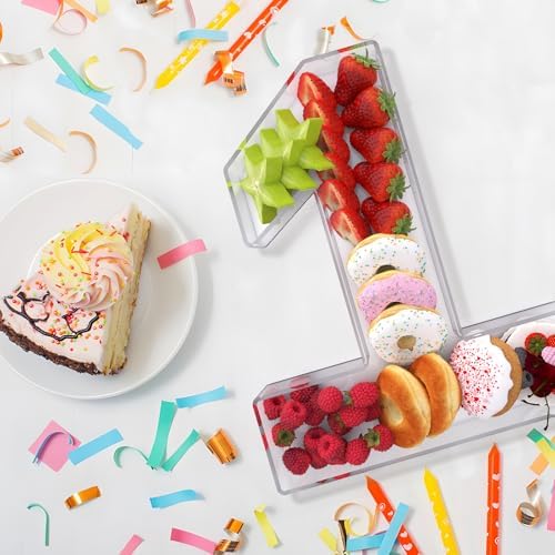 13.8" Extra Large Acrylic Number Charcuterie Board Box, Reusable Fillable Number Cake Candy Dish Display Serving Tray for Birthday Anniversary Party Decoration (1) - Image 4