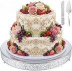 Wenqik 20 Inch Silver Cake Stand Metal Round with Cutter Spatula, Classic by Wenqik