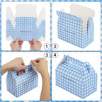 Yiksonyo 100 PCS Paper Treat Boxes, 6.4 x 3.5 x 3.5 inches Blue Gingham Party Favor Boxes for Birthday, Baby Shower, Wedding, and Christmas,Paper Goodies Boxes with Handles for Treats, Candy - Image 3