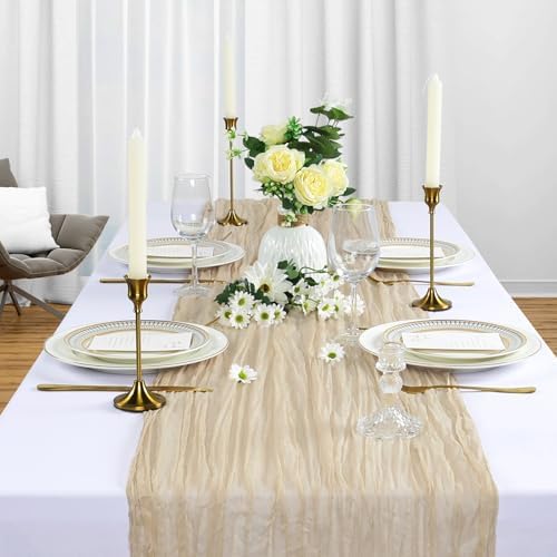 12 Pack 35 x 120 Inch Beige Table Runner Cheesecloth - Image 3