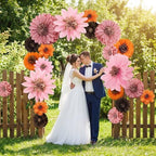 ForraFun 36 Pcs Boho Giant Paper Flowers Decoration for Wall Sizes 10" to 24'' Tissue Paper Pom Poms in 5 Flowers Wall Mexican Backdrop Decor for Birthday Wedding Baby Shower Bridal Shower Party - Image 4