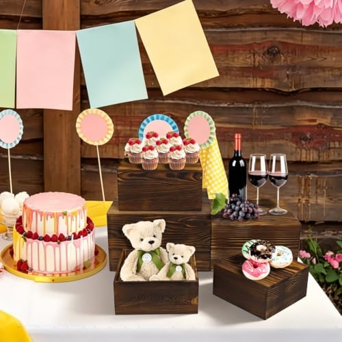 8 Pcs Wooden Buffet Risers Display Stands, 8 Sizes for Wedding Party Supply - Image 7