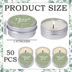 MTLEE 50 Pcs Sage Green Thank You Candles Baby Shower Wedding Favors - Image 6