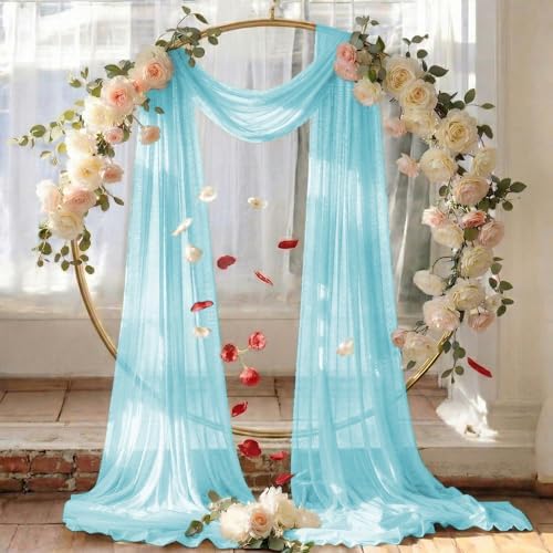 Pack of 2 Wedding Arch Drape Panel Fabric 30" x 50ft - Teal - Image 6