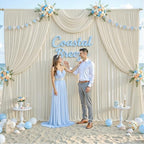 10 Panels Beige Backdrop Curtain for Baby Shower Wrinkle Free 50ft x 10ft Backdrop Drapes Panels for Parties Wedding Bridal Shower Birthday Photo Photography Fabric Background Decoration - Image 4