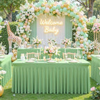 2 Pack Sage Green Table Cloth for 6 Foot Rectangle Tables Spandex Fitted Tablecloth 6ft Stretch Table Covers Skirt Green Banquet Tablecloths Wrinkle Free Tablecloth for Party Wedding Birthday Event - Image 2