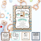 Amanda Creation 20 Custom Baby Shower Invitations with Envelopes – Personalized A Baby is Brewing Coffee Bean Themed Invite Set for Baby Boy, 5x7 Custom Cards, Made in USA - Image 2