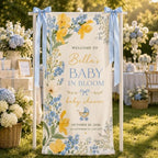 Baby in Bloom Blue Yellow Wildflower Baby Shower Welcome Banner by Custom