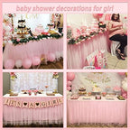 Suppromo 9ft Pink Tulle Table Skirt for Rectangle Tables or Round Tables Tutu Table Cloths for Princess Baby Shower Girl Birthday Party Cake Dessert Decorations(L9(ft)*H 30in, Pink) - Image 2