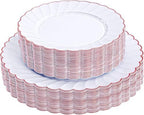 YOUBET 60PCS Red Scalloped Plastic Plates for Party Wedding by YOUBET