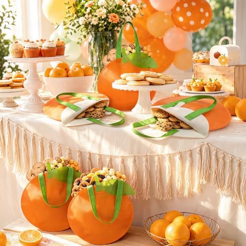 Tranqun 36 Pcs Orange Party Favor Bags with Handle Little Cutie Baby Shower - Image 5