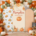 3 Pcs Fall Themed Arch Backdrop Covers Orange A Little Pumpkin Party Decor - Image 2