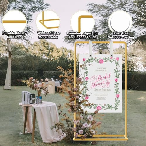 Bazen Wedding Welcome Sign Stand 50-68IN Adjustable Wedding Sign Holder - Image 5