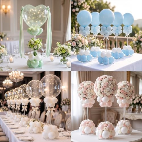 12 Pack 15.75 Inch Clear Acrylic Balloon Stand Kit for Table Centerpieces - Image 6