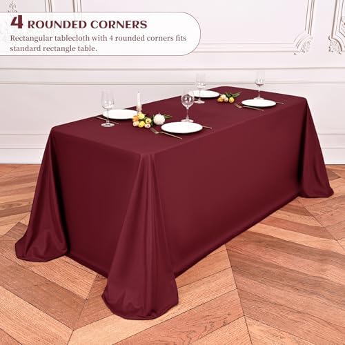 Showgeous 90x132 Inch Burgundy Rectangle Tablecloth 6 Pack Fit 8FT Table - Image 5
