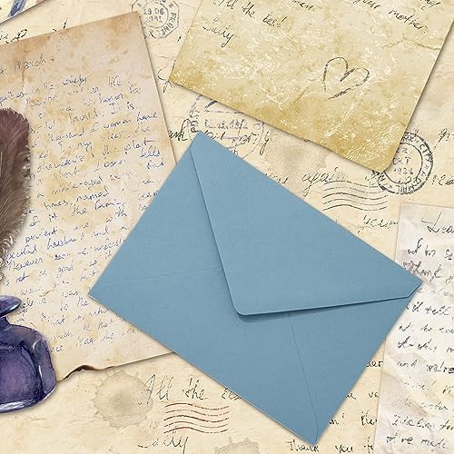 Whaline 50Pcs A7 Invitation Envelopes Set Dusty Blue Greeting Card Envelopes V-Flap Envelope Gift Card Sleeves for Mailing Envelope Sending Card Wedding Baby Shower Birthday, 7.3x5.3 Inch (Pack of 2) - Image 6