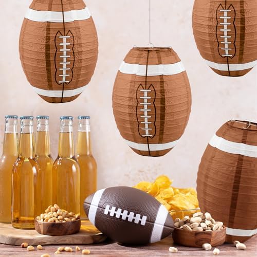 20 PCS 12 Inch Football Paper Lantern Ceiling Football Party Lantern Sport Paper Hanging Lanterns for Sport Themed Birthday Baby Shower Classroom Game Party Centerpieces Superbowl Season 2026 - Image 4