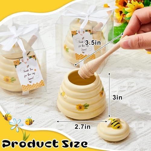 Yinder 18 Pcs Baby Shower Prize for Winners Honey Party Favors 3 oz Ceramic Honey Jars with Dippers Mini Bee Themed Pots with Goodie Boxes for Baby Shower Wedding Favors Bee Themed Party Gifts - Image 2