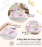 Baby Play Mat Activity Gym, 6 Developmental Zones Tummy Time Mat, 6 Detachable Sensory Toys and Educational Cards, Essential Baby Shower Set, Pink Koala - Image 5